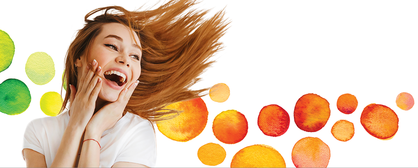 woman jumping and smiling