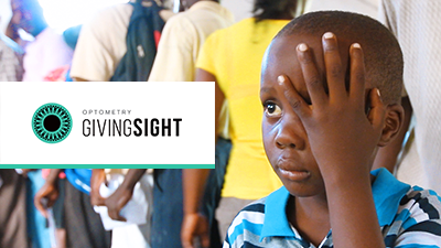 young boy getting eye exam for optometry giving sight